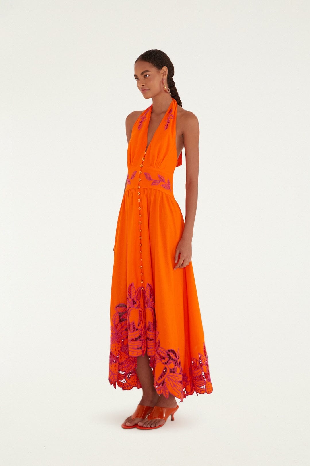 FARM Rio Shop Orangee Fruit Richelieu Artisanal Lenzing Ecovero Euroflax Maxi Dress