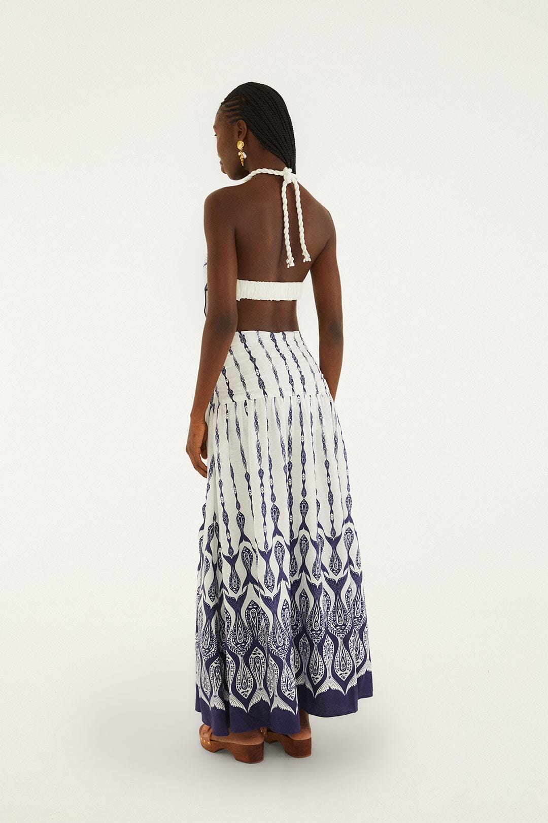 FARM Rio Shop Off-White Fishes Flow Lenzing Ecovero Euroflax Maxi Skirt