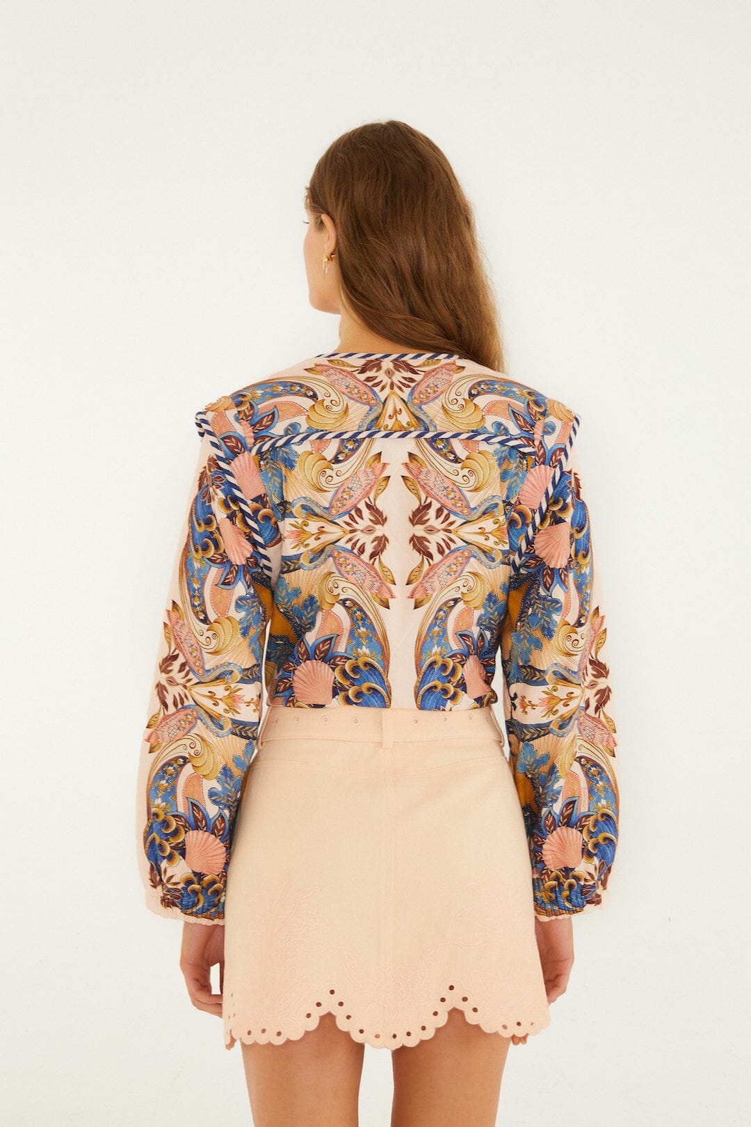 FARM Rio Shop Soft Pink Geometric Richelieu Twill Mini Skirt