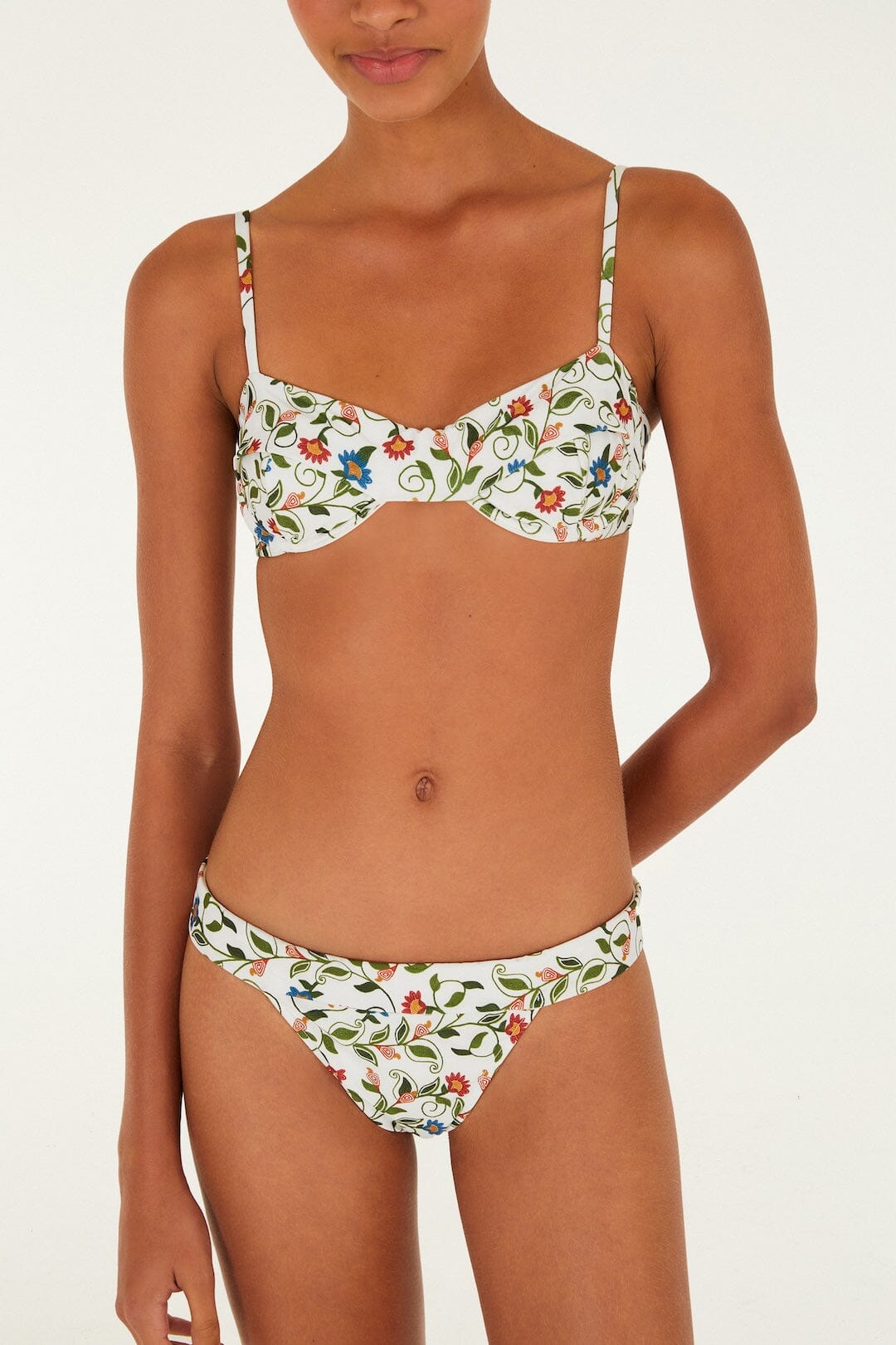 FARM Rio Shop Off-White Stitched Garden Underwire Bikini Top