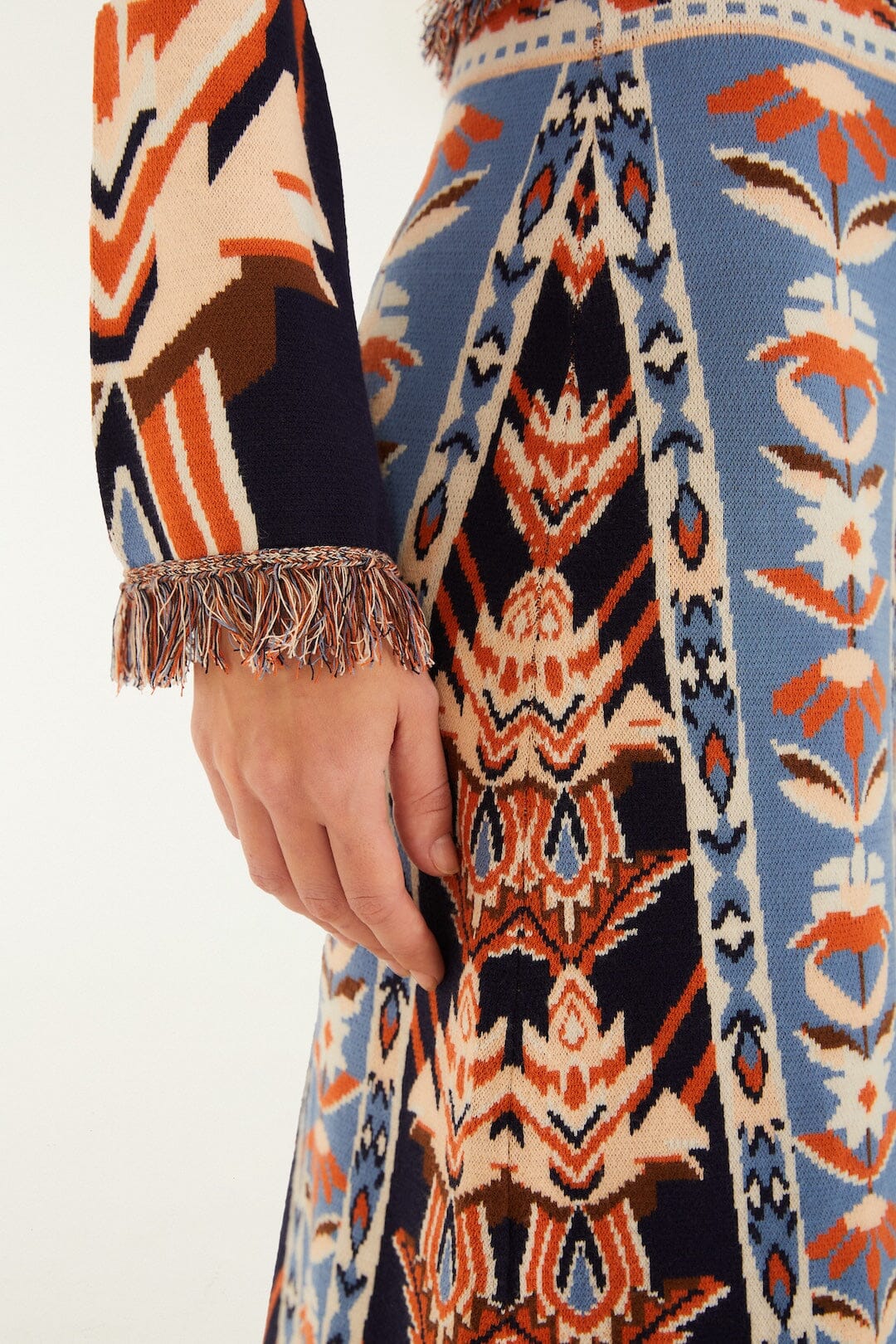 FARM Rio Shop Multicolor Tapestry Fringes Knit Top