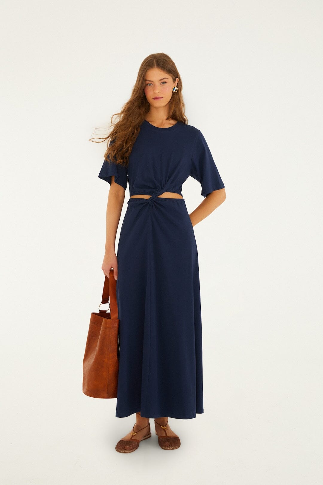 FARM Rio Shop Dark Blue Cut-Out Short Sleeve Maxi Dress
