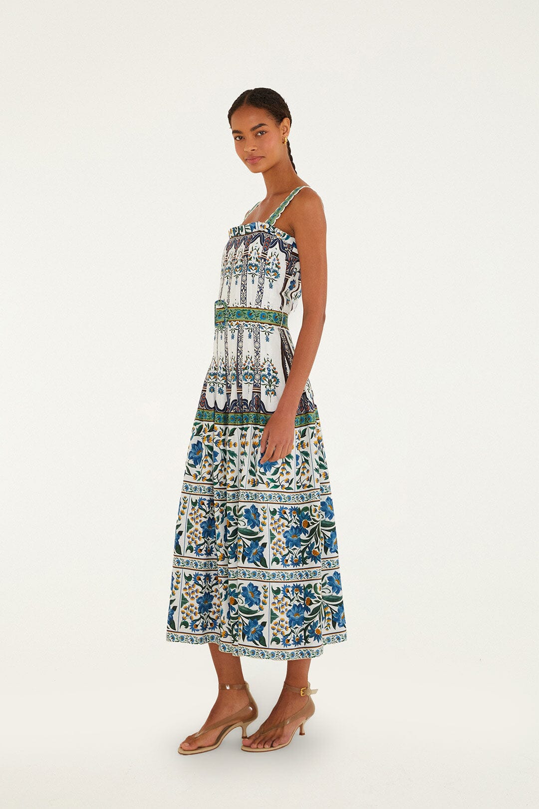 FARM Rio Shop Off-White Manoela Belted Lenzing Ecovero Euroflax Maxi Dress