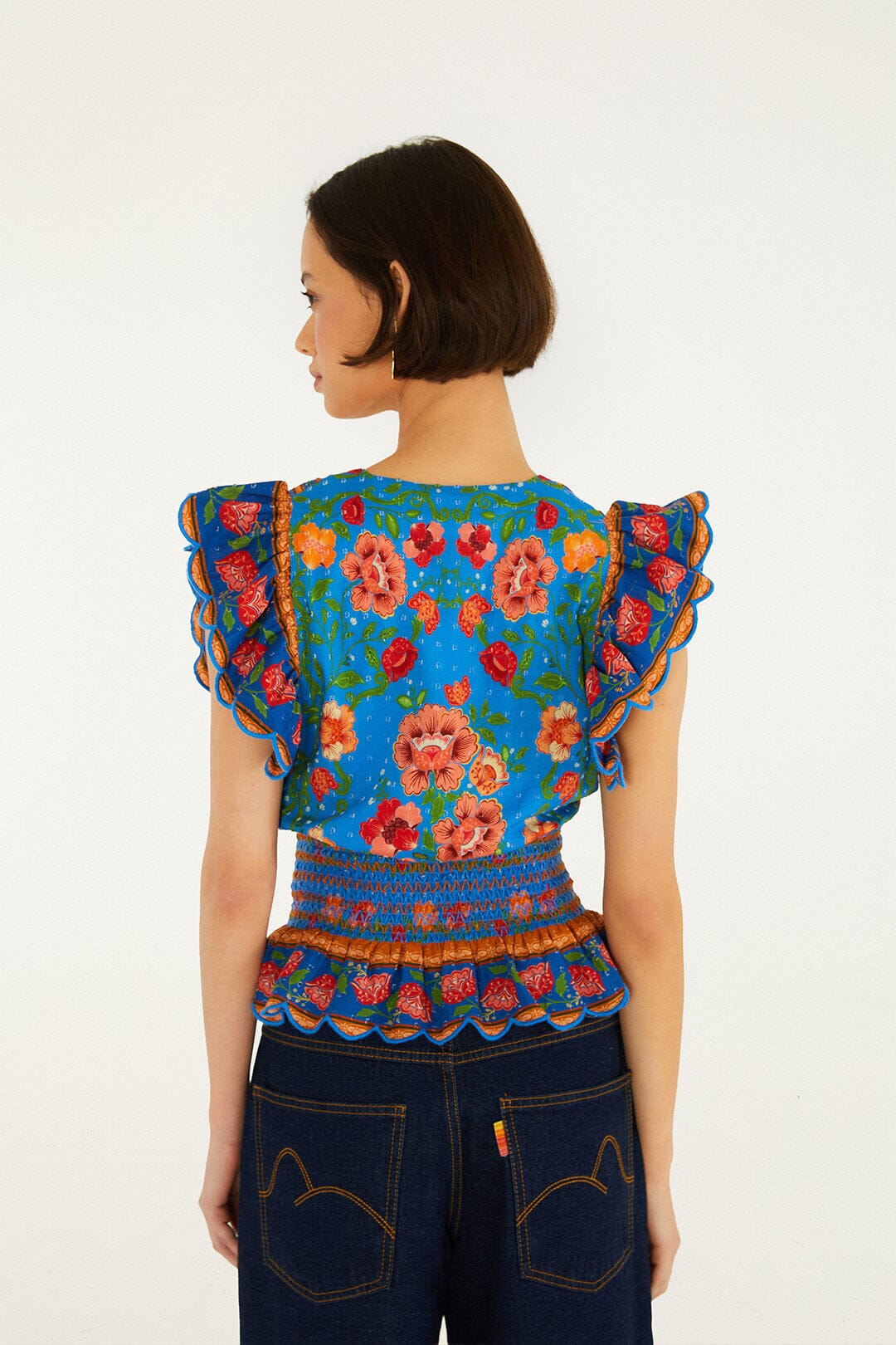 FARM Rio Shop Bright Blue Rococo Flowers Blouse