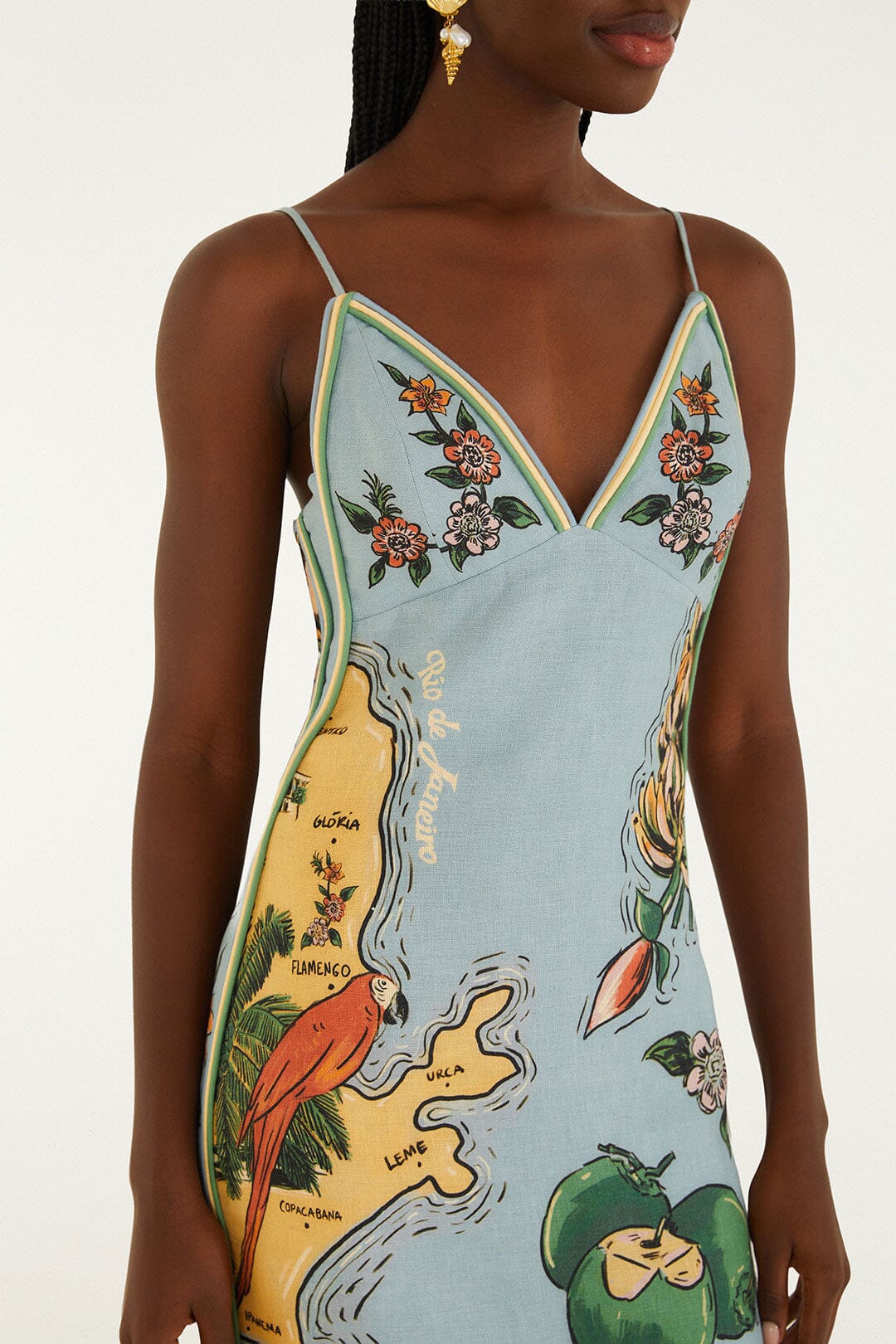 FARM Rio Shop Blue Beaches Path Ballon Mini Dress