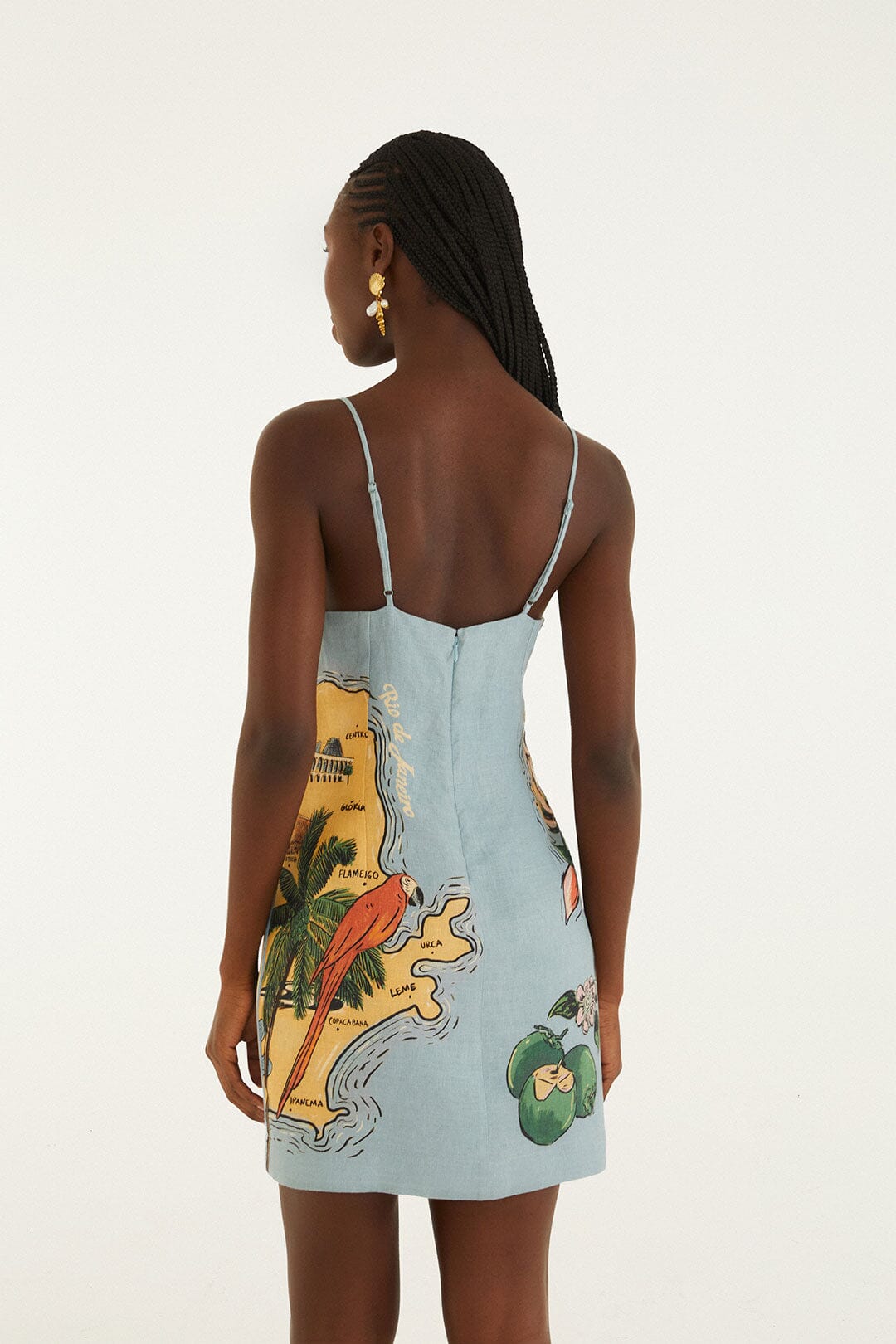 FARM Rio Shop Blue Beaches Path Ballon Mini Dress