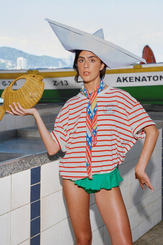 FARM Rio Shop Red Summer In The Tropics Stripes T-Shirt & Scarf