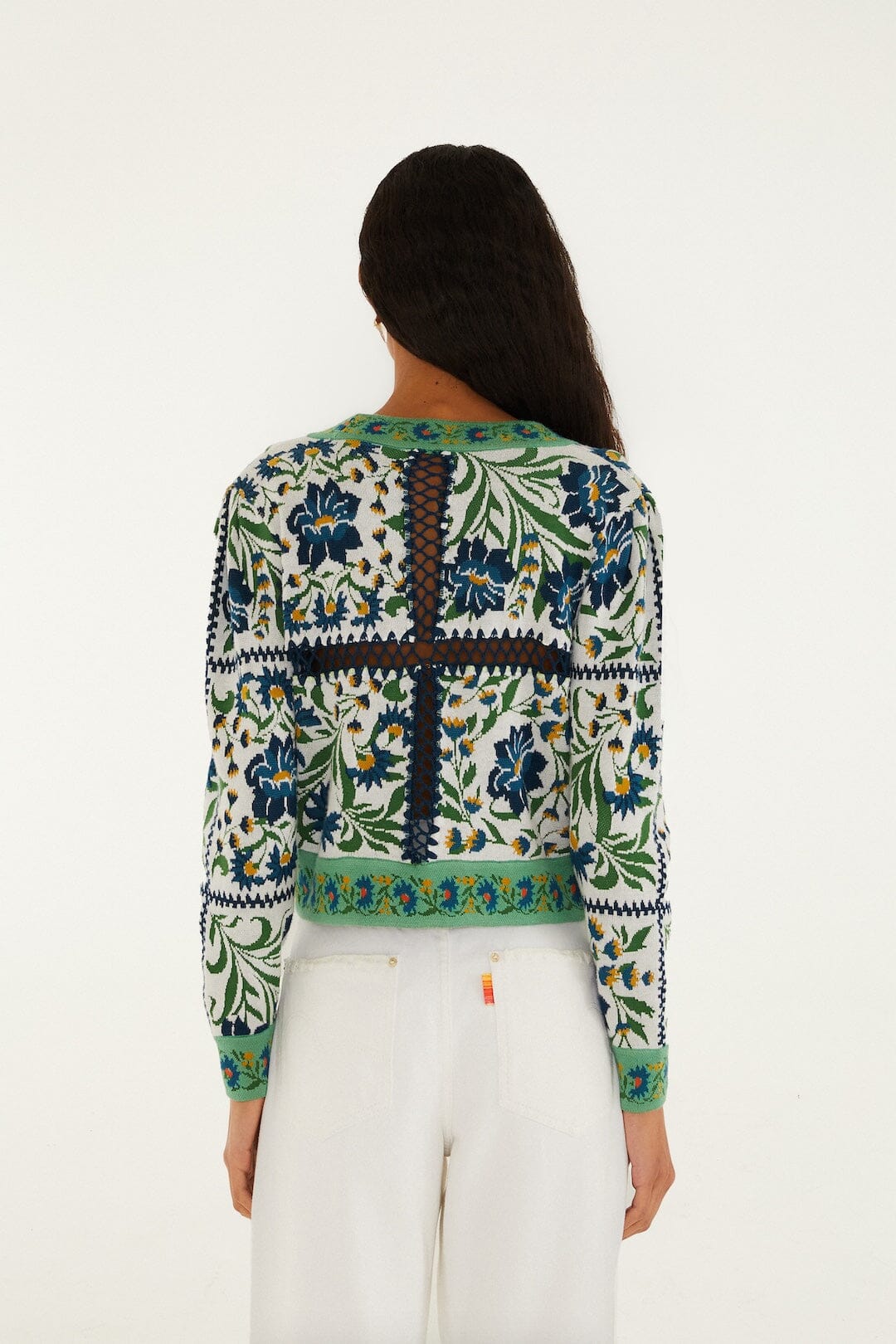 FARM Rio Shop Off-White Manoela Buttoned Knit Cardigan