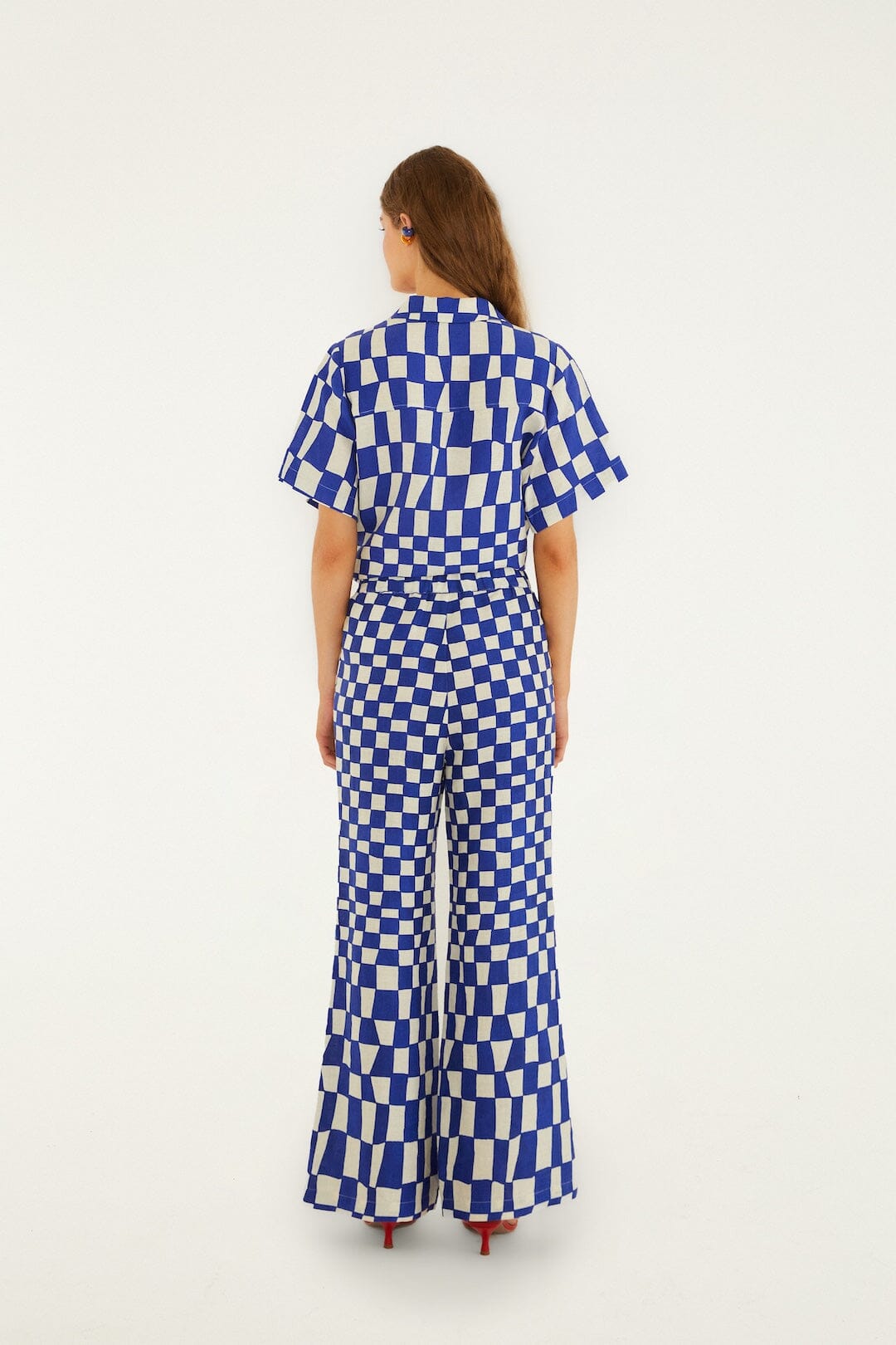 FARM Rio Shop Blue Dream Checkered Lenzing Ecovero Euroflax Pants