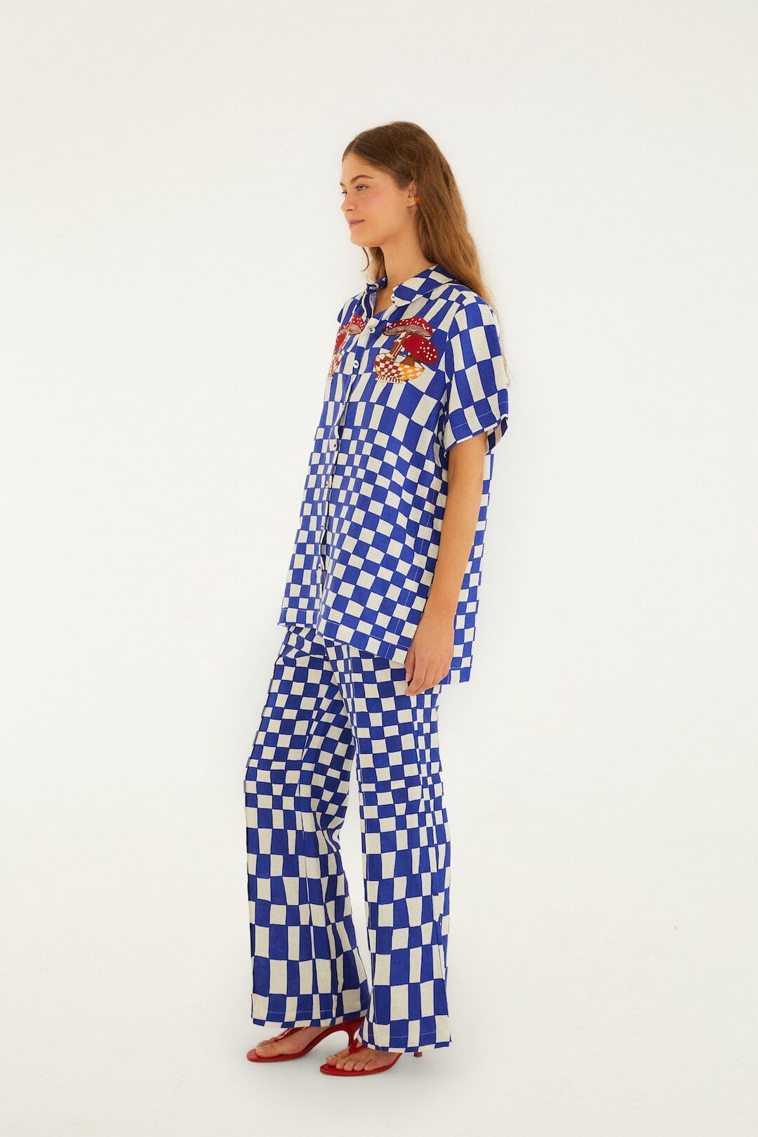 FARM Rio Shop Blue Dream Checkered Lenzing Ecovero Euroflax Pants