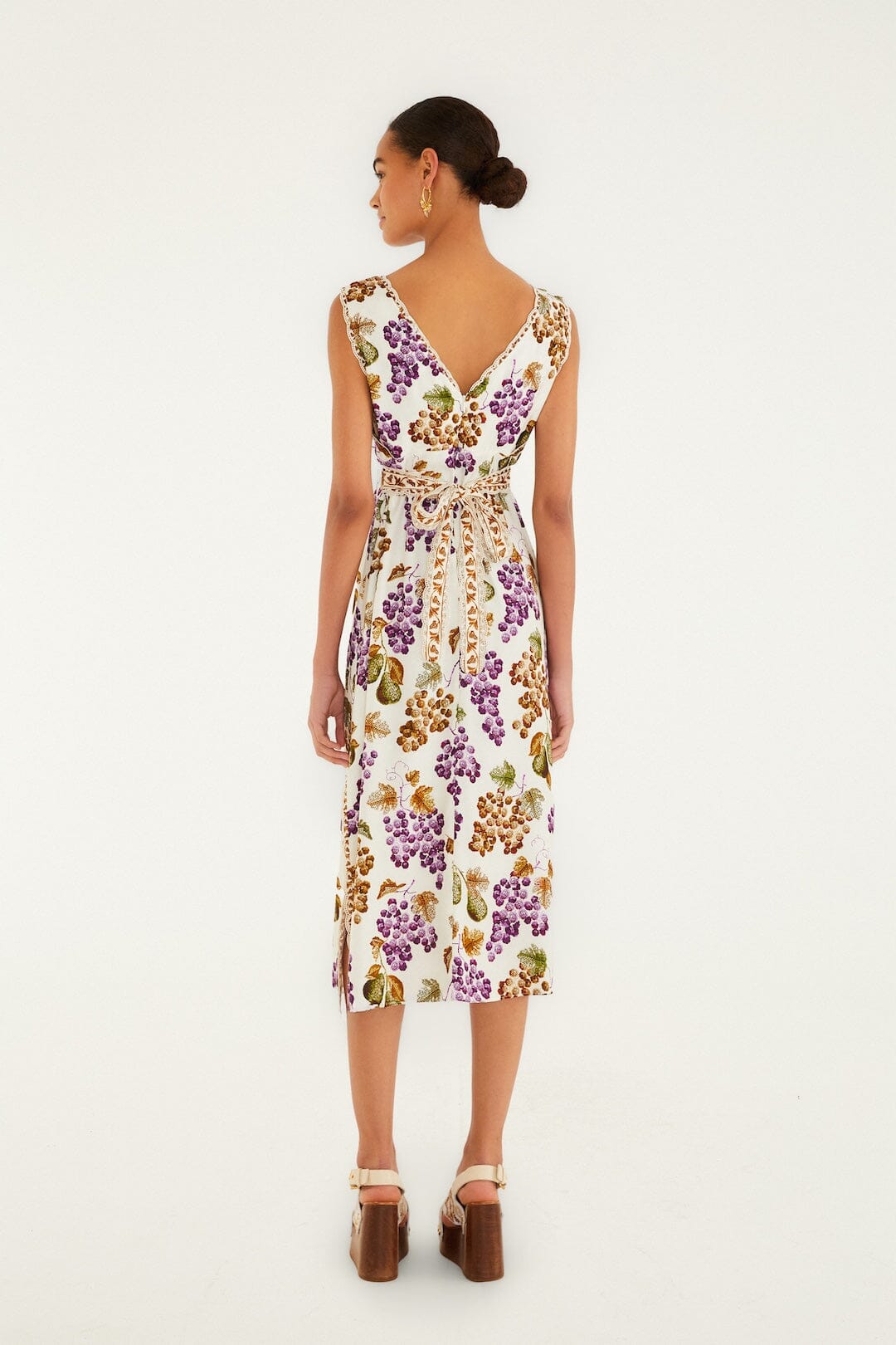 FARM Rio Sale Dresses Cream Grape Garden Lenzing Ecovero Viscose Midi Dress