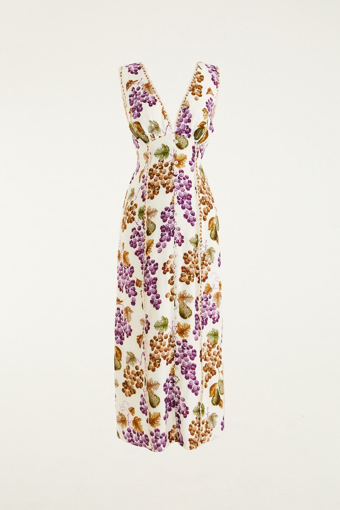 FARM Rio Sale Dresses Cream Grape Garden Lenzing Ecovero Viscose Midi Dress