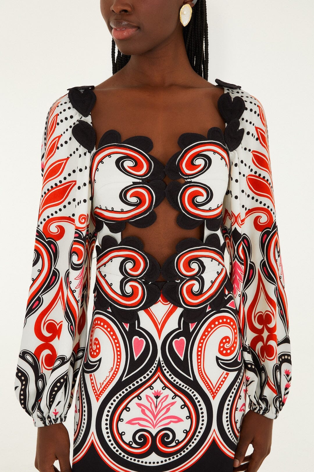 FARM Rio Sale Dresses Off-White Graphic Ainika Cut-Out Hearts Mini Dress