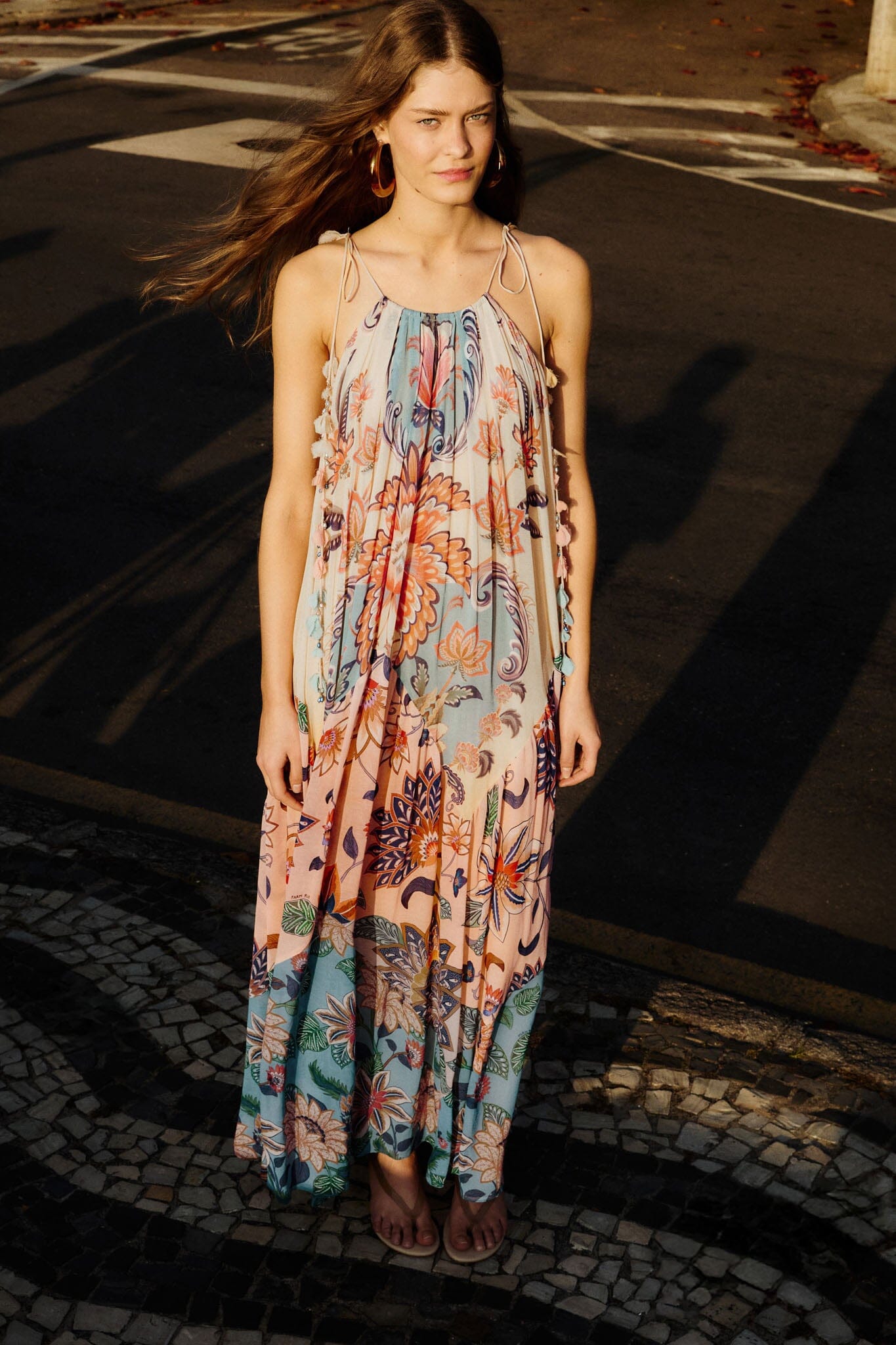 FARM Rio Shop Multicolor Boho Floral Delhi Pleated Maxi Dress