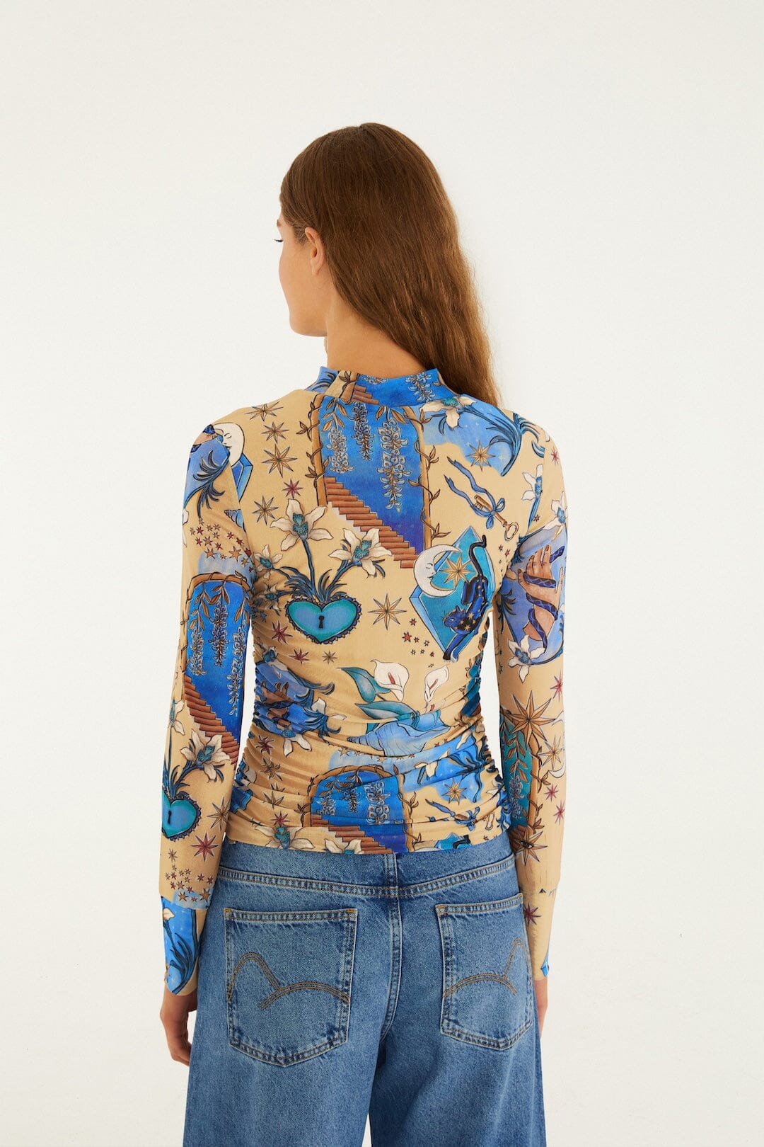 FARM Rio Shop Sand Mystical Long Sleeve Tulle Blouse