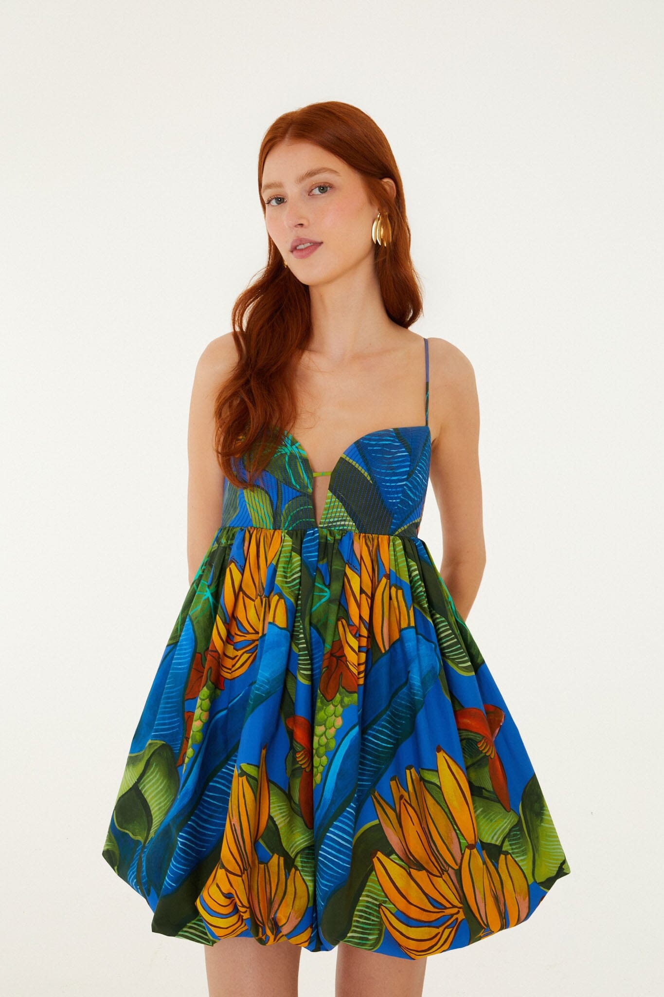 FARM Rio Shop Blue Banana Grapes Sleeveless Organic Cotton Mini Dress