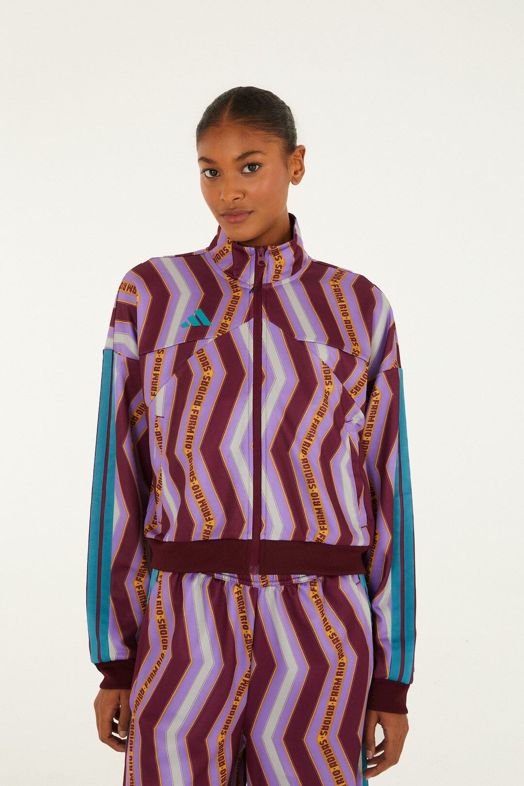 FARM Rio Shop Zig Zag Stripes Lilac Adidas Tiro Jacket
