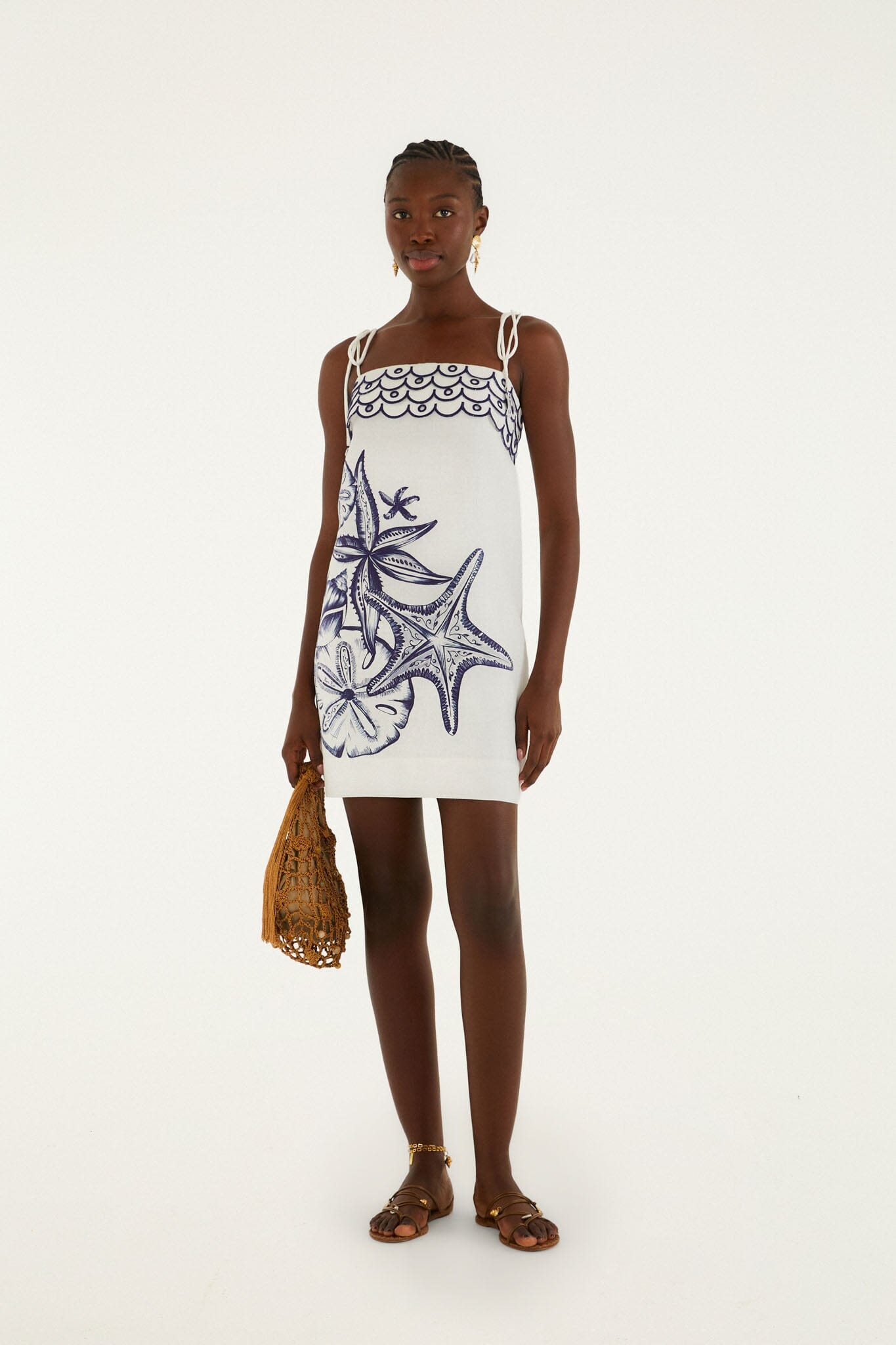 FARM Rio Shop Off-White Coast Stars Euroflax Premium Linen Mini Dress