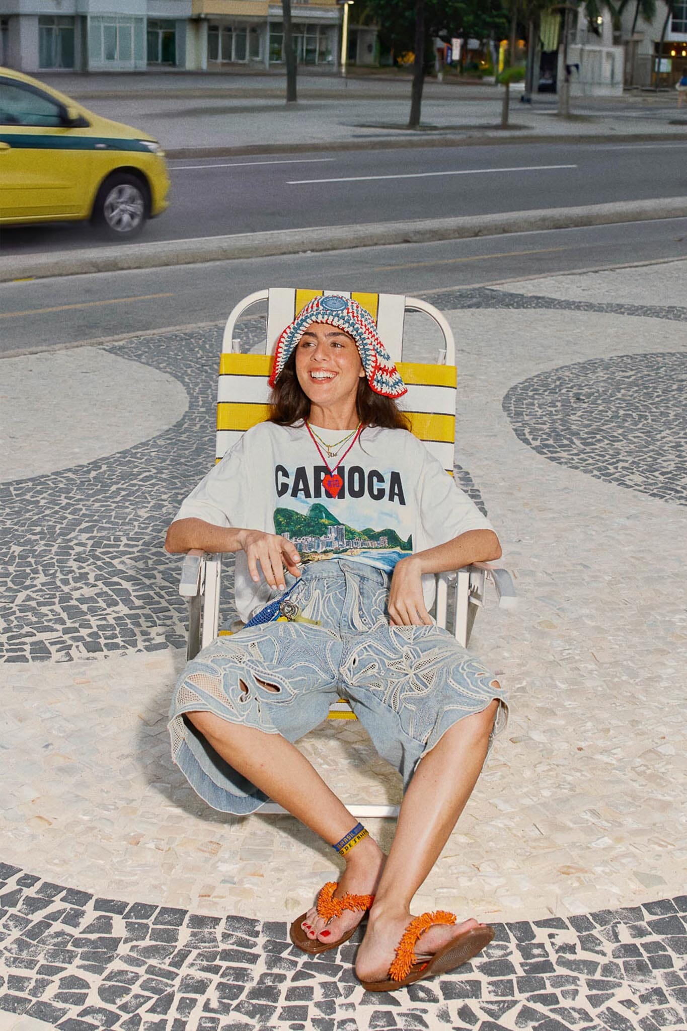 FARM Rio Shop Denim Sea Desire Embroidered Bermuda Shorts