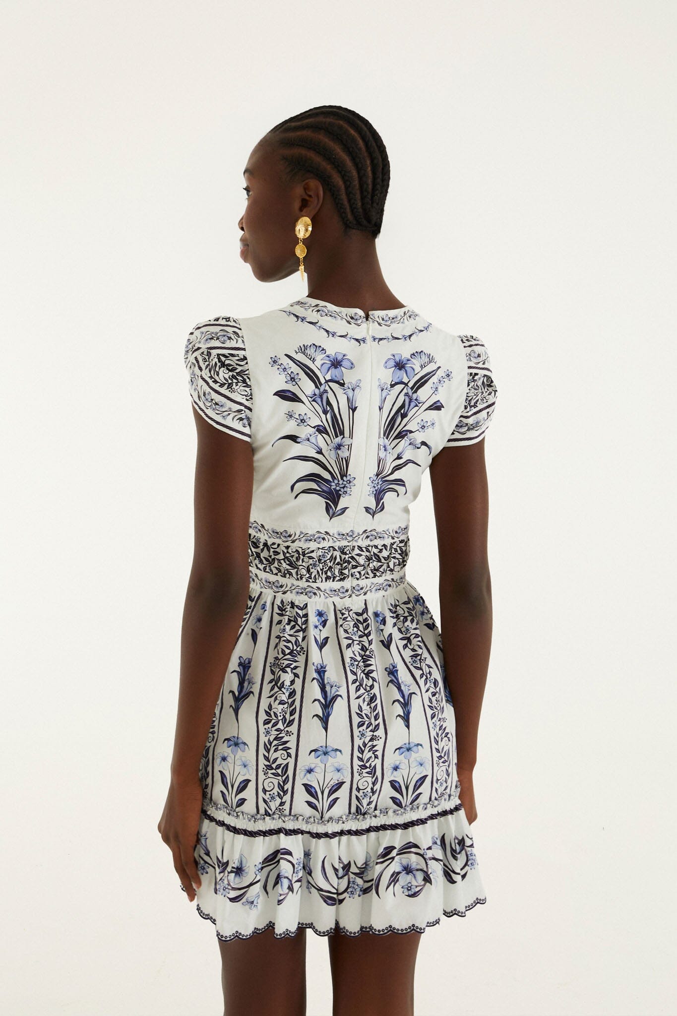 FARM Rio Shop Off-White Flowers Arch Ruffled Mini Dress