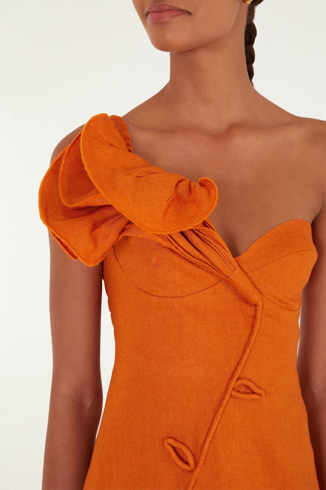 FARM Rio Shop Orange Flower Euroflax Premium Linen Mini Dress