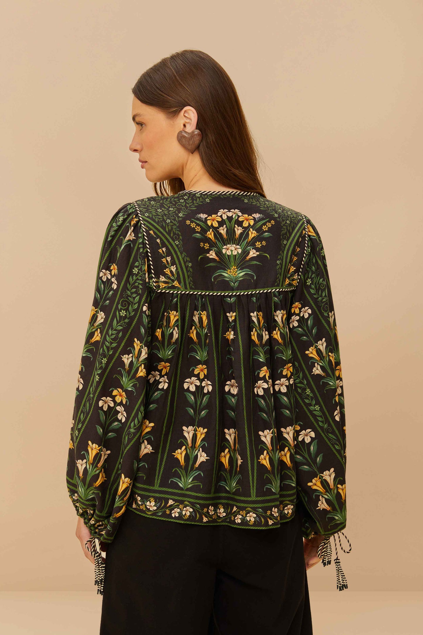 FARM Rio Sale Black Flowers Arch Blouse