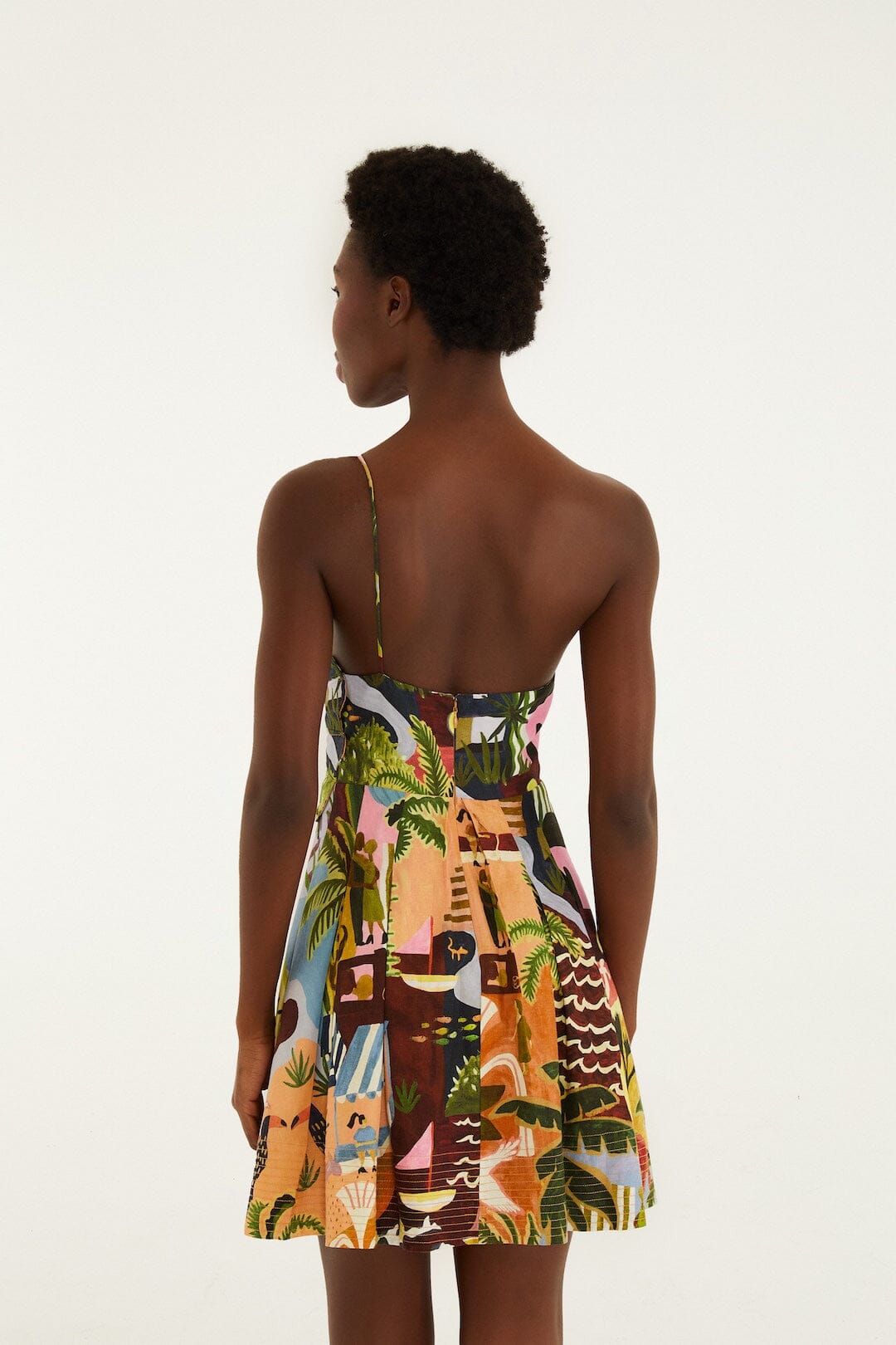 FARM Rio Shop Multicolor Tropical Painting Lenzing Ecovero Euroflax Mini Dress