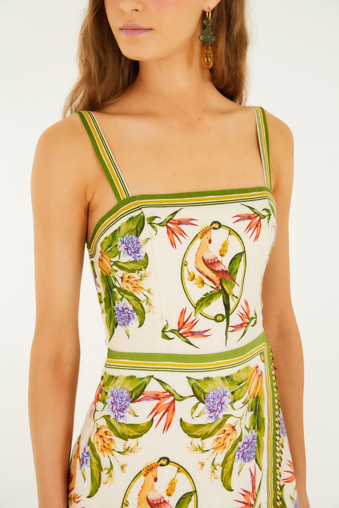 FARM Rio Shop Sand Tropical Scarf Euroflax Premium Linen Sleeveless Mini Dress
