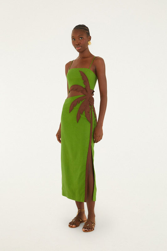 FARM Rio Shop Green Palm Tree Maxi Dress