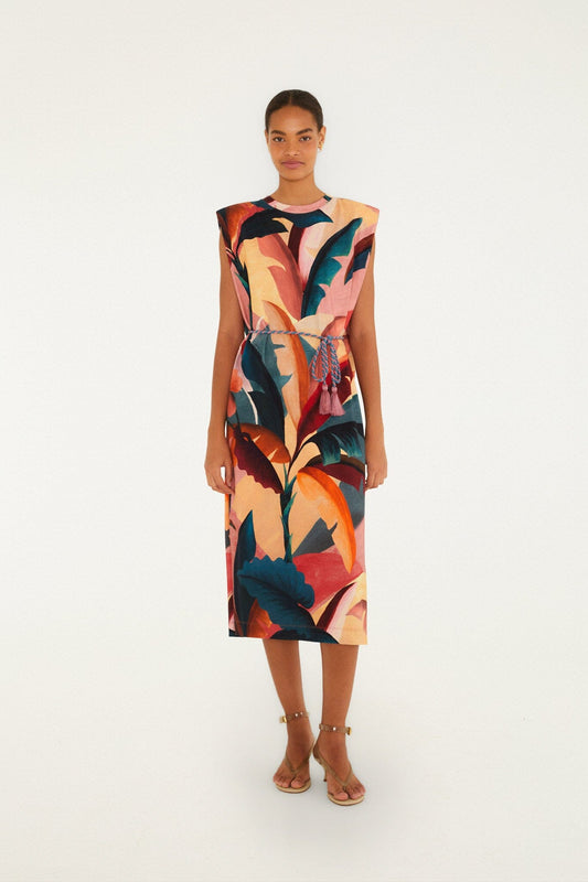 FARM Rio Shop Multicolor Atlantic Rainforest Organic Cotton T-Shirt Midi Dress