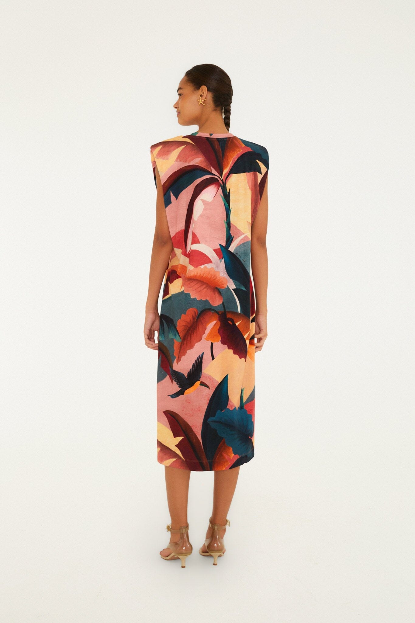 FARM Rio Shop Multicolor Atlantic Rainforest Organic Cotton T-Shirt Midi Dress