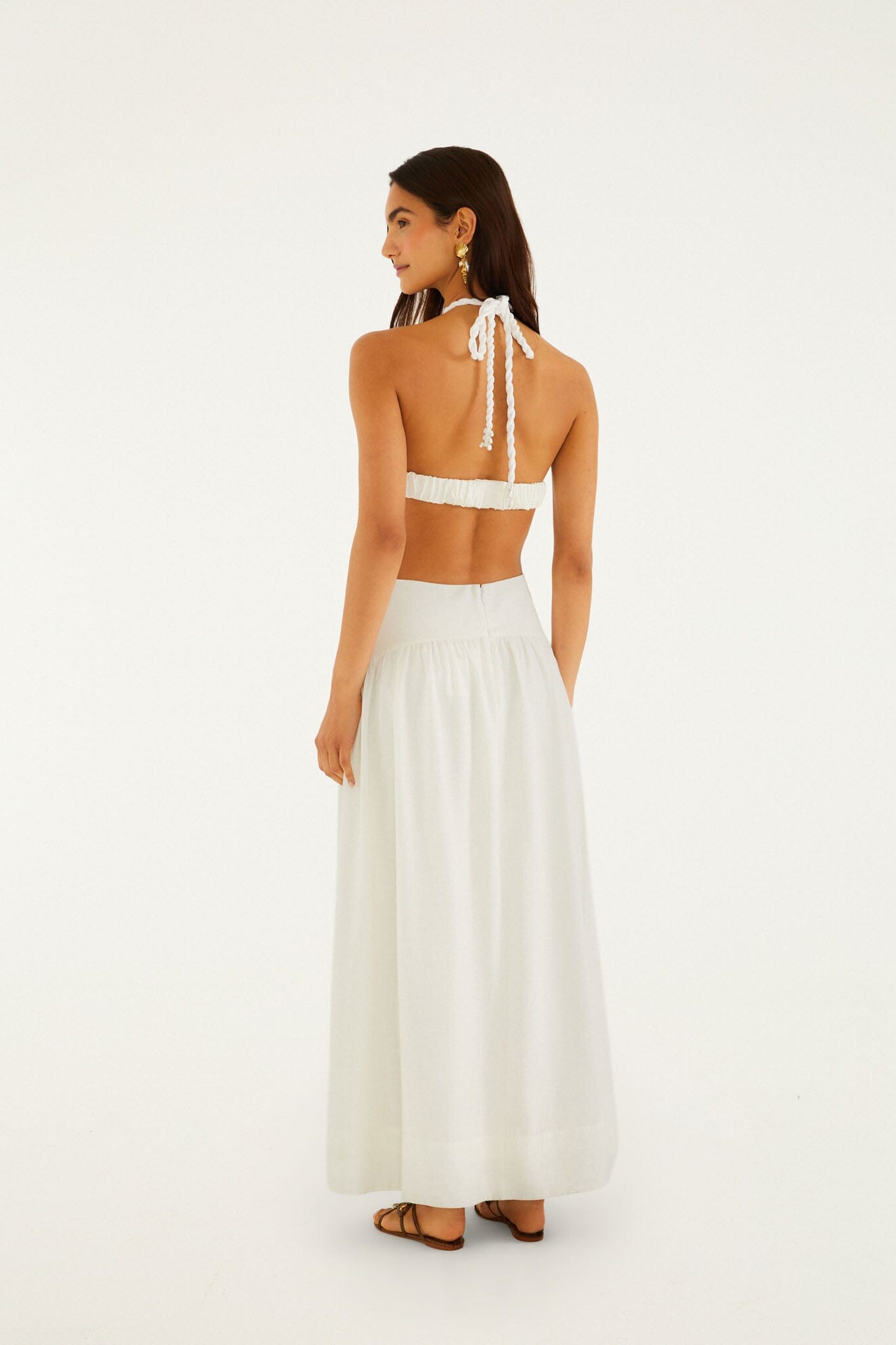 FARM Rio Shop Off-White Coast Stars 3d Bodice Lenzing Ecovero Euroflax Maxi Dress