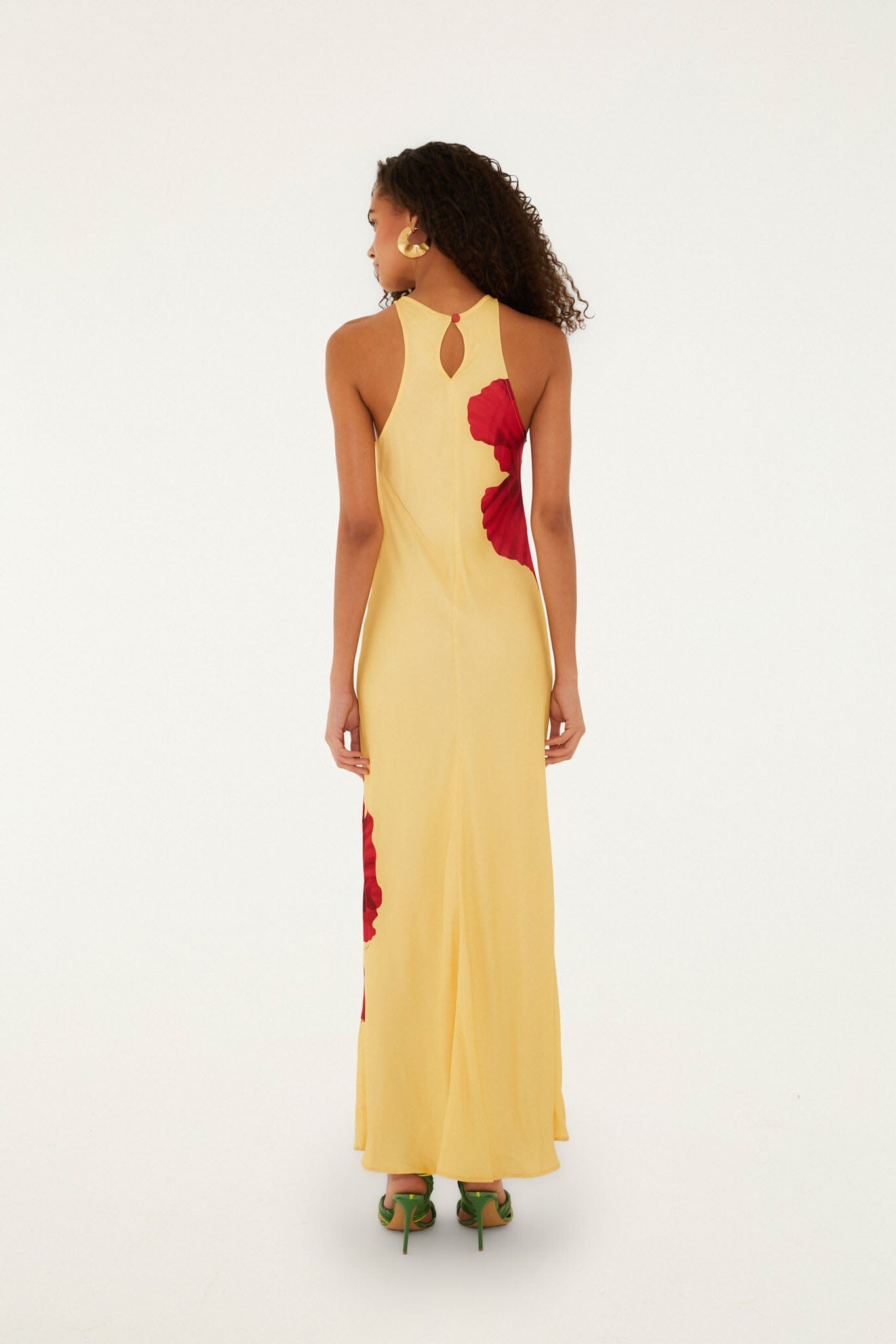 FARM Rio Shop Light Yellow Poppy Flowers Sleeveless Lenzing Ecovero Viscose Maxi Dress