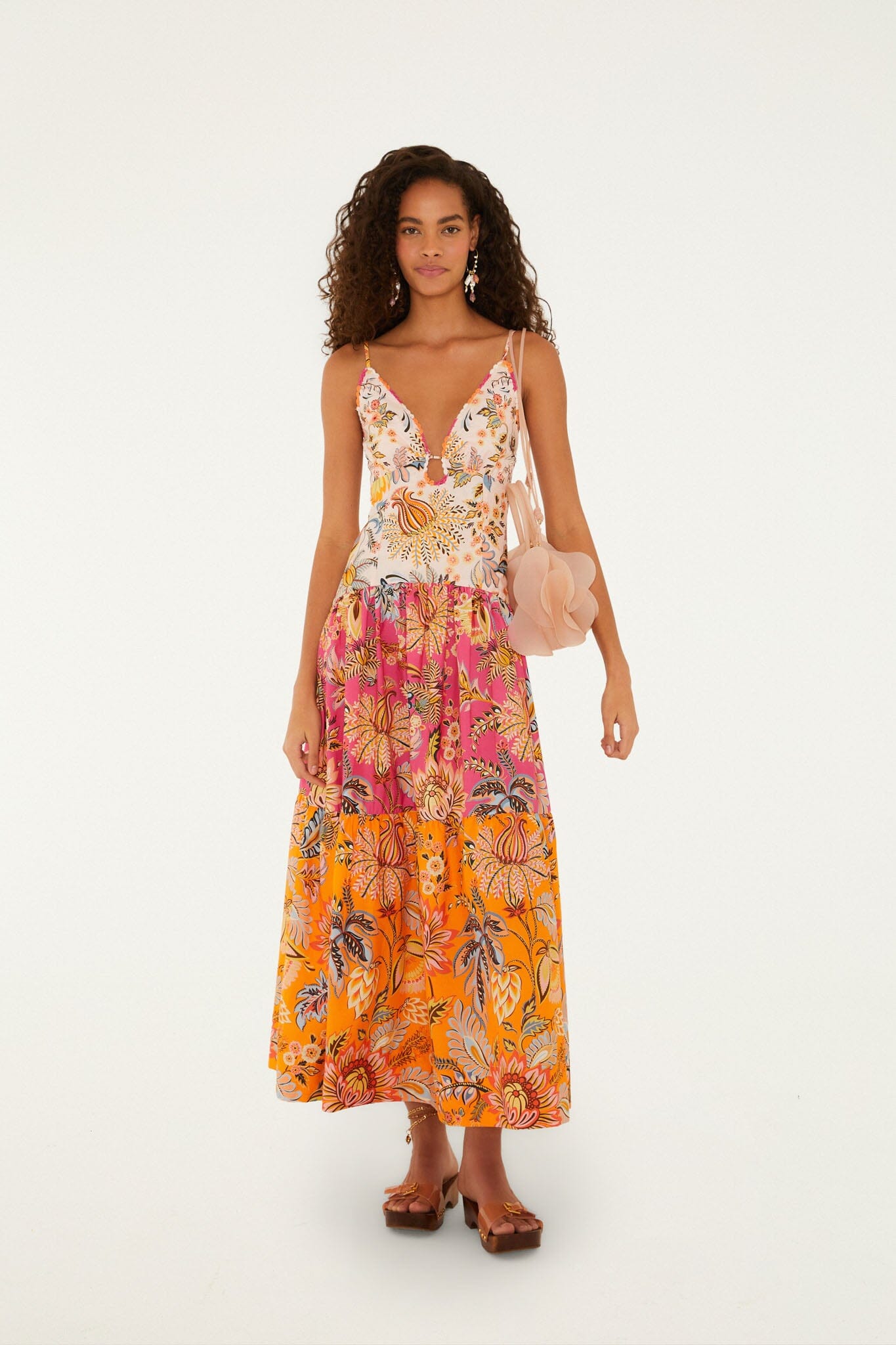 FARM Rio Shop Multicolor Ligia Floral Mix Organic Cotton Maxi Dress