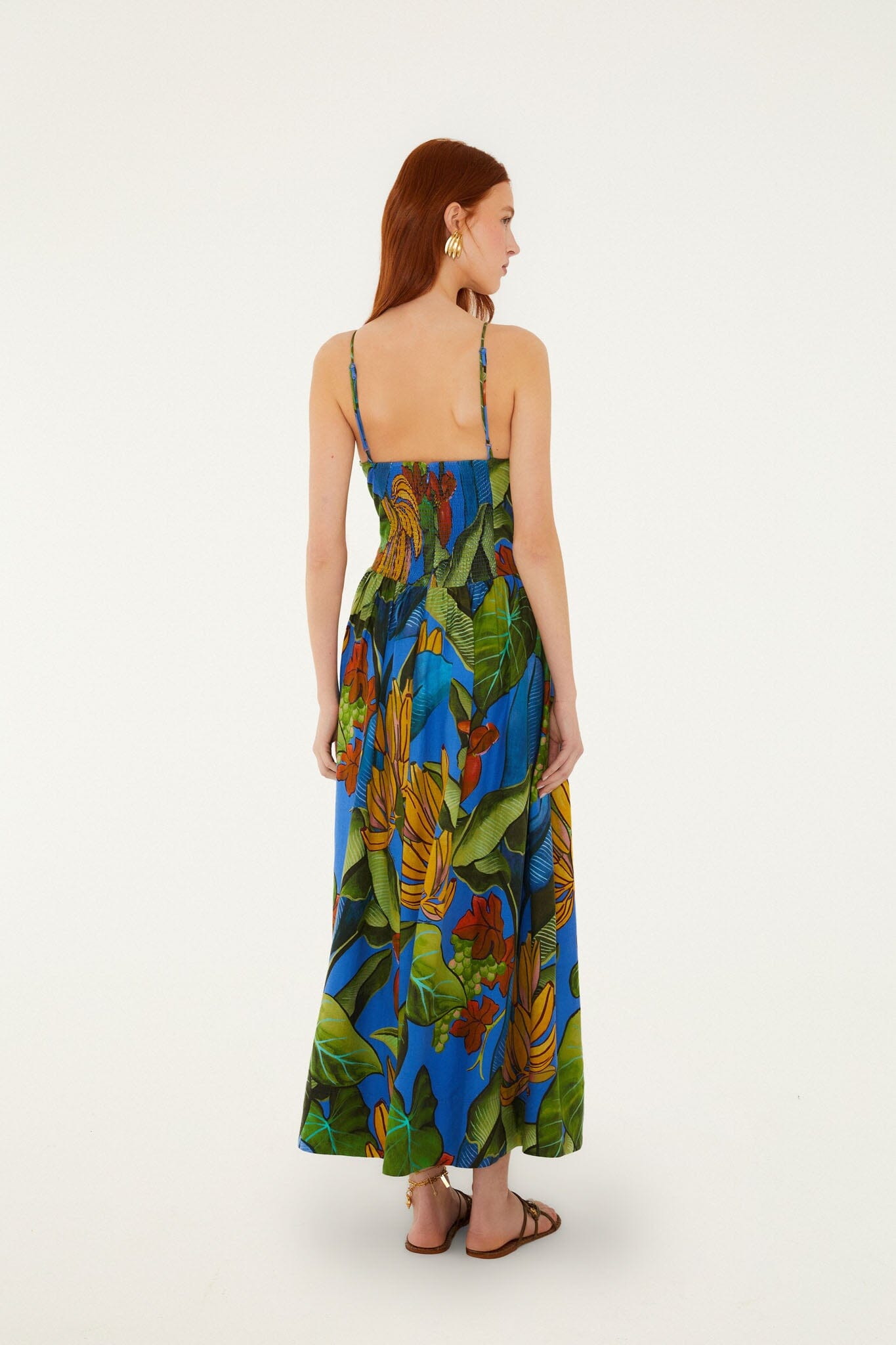FARM Rio Shop Blue Banana Grapes 3d Bodice Sleeveless Maxi Dress