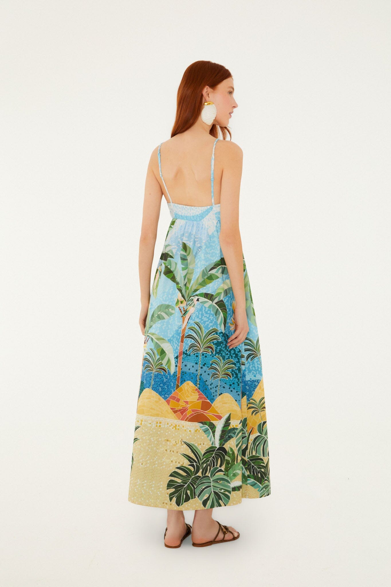 FARM Rio Shop Multicolor Rio Mosaic Sweetheart Neck Maxi Dress
