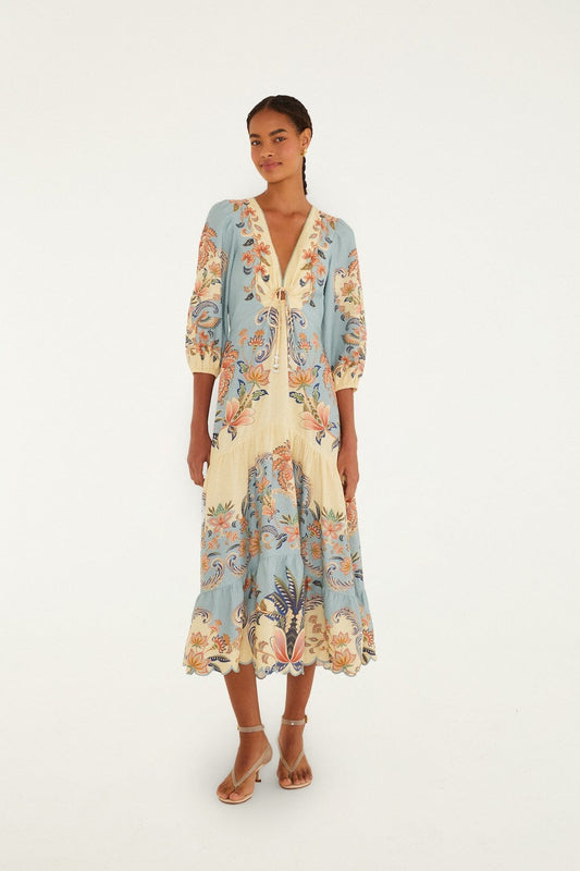 FARM Rio Shop Butter Yellow Boho Beauty Lenzing Ecovero Euroflax Maxi Dress
