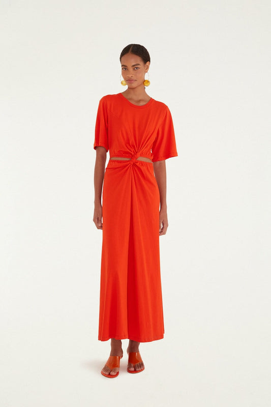 FARM Rio Shop Red Artsy Flora Cut-Out Organic Cotton Maxi Dress