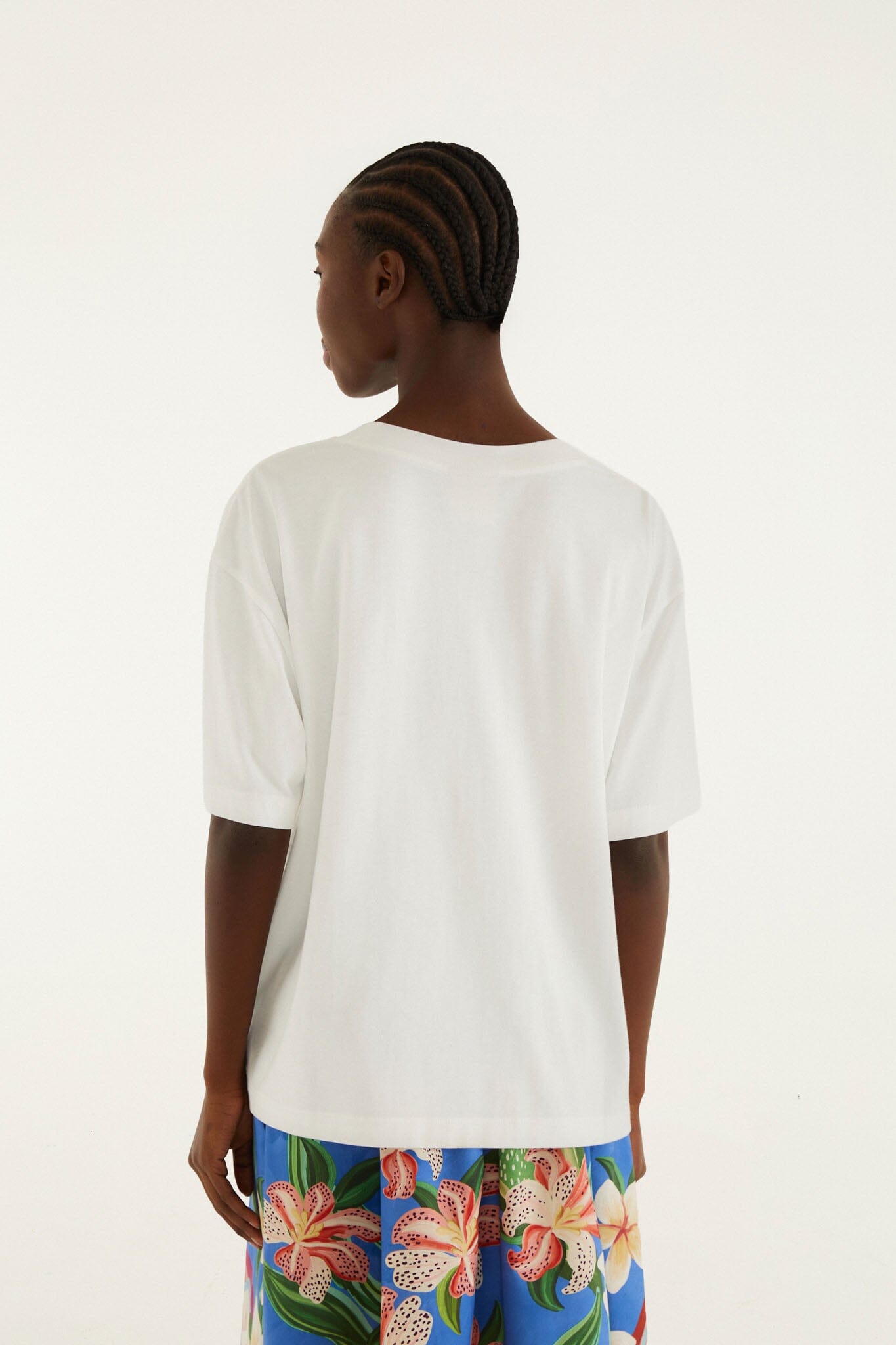 FARM Rio Shop White Tropical Rose Organic Cotton T-Shirt