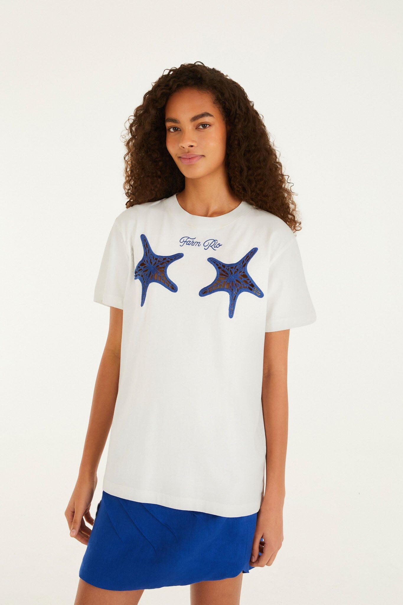 FARM Rio Shop White Farm Rio Starfish Cut-Out Organic Cotton T-Shirt