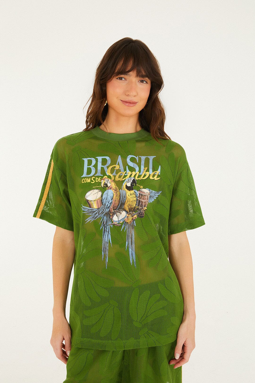 FARM Rio Shop Green Brasil Samba Lace T-Shirt