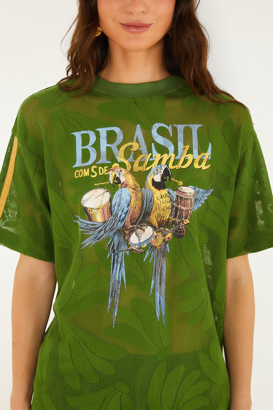FARM Rio Shop Green Brasil Samba Lace T-Shirt