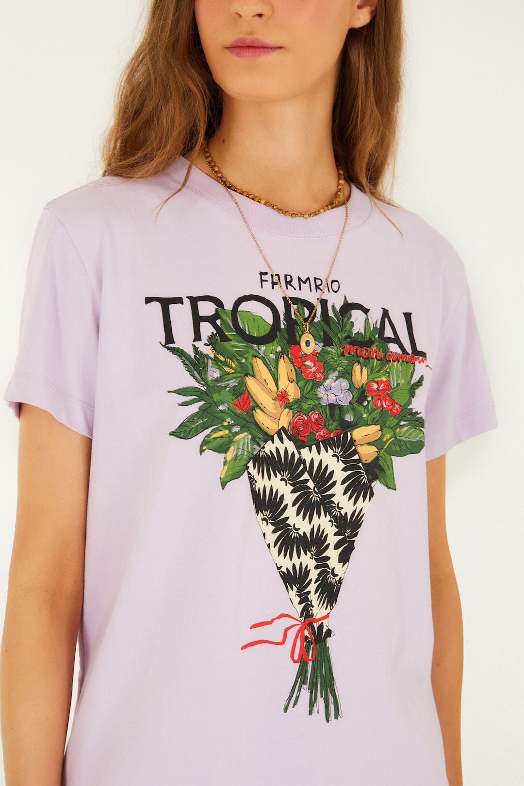 FARM Rio Shop Lilac Tropical Bouquet Organic Cotton T-Shirt