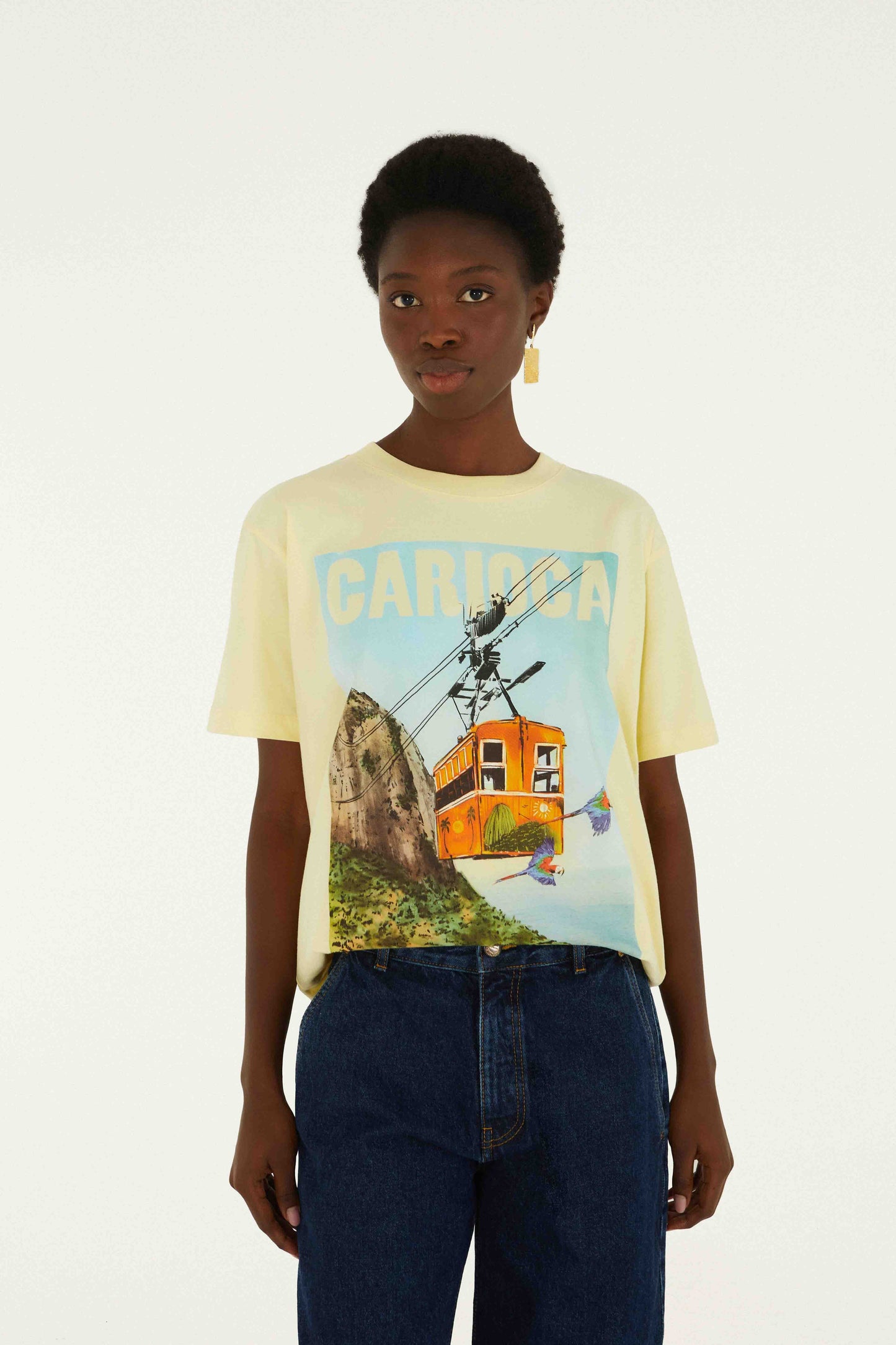 FARM Rio Shop Bondinho Landscape Carioca Organic Cotton Relaxed T-Shirt