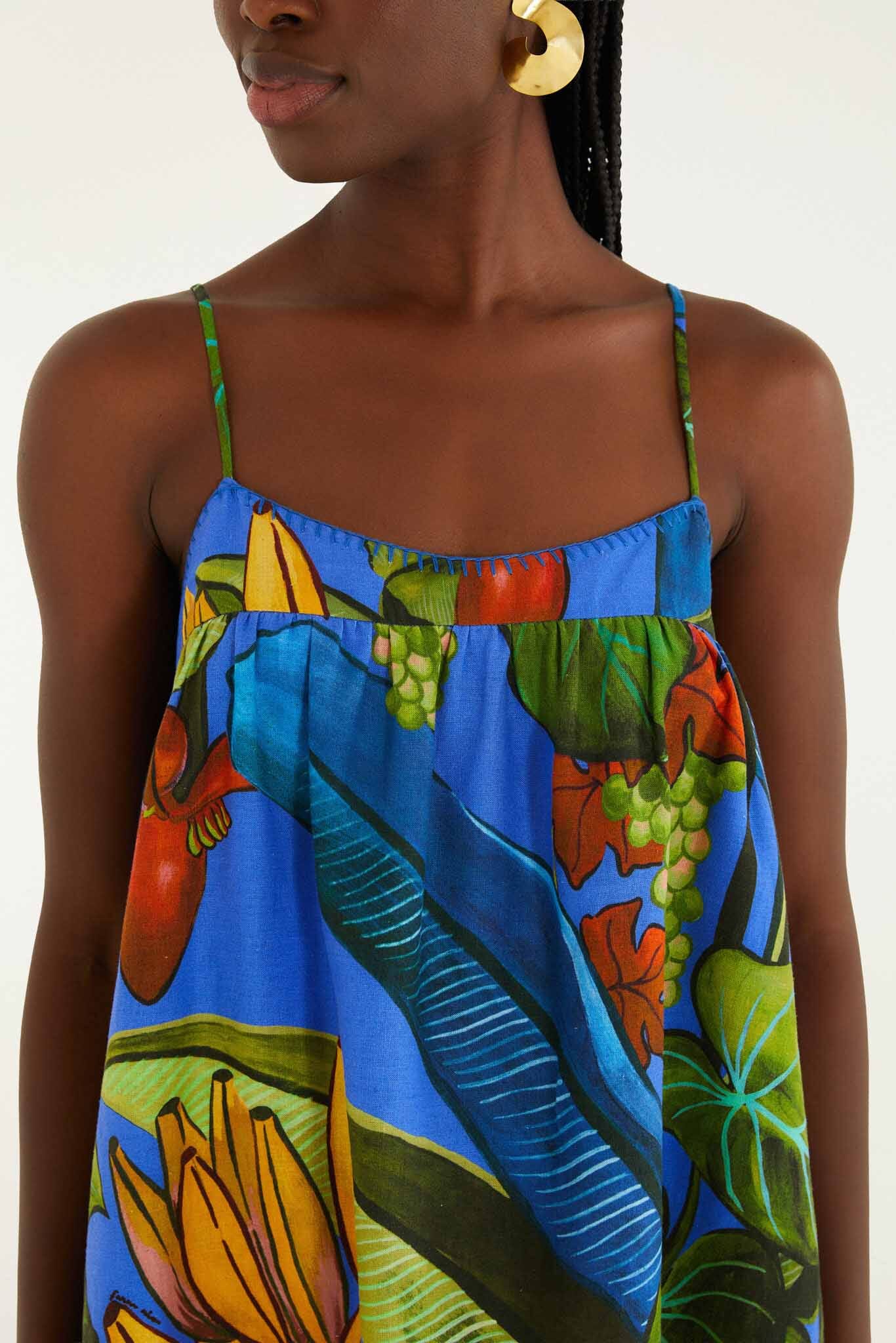 FARM Rio Shop Blue Banana Grapes Lenzing Ecovero Euroflax Blouse