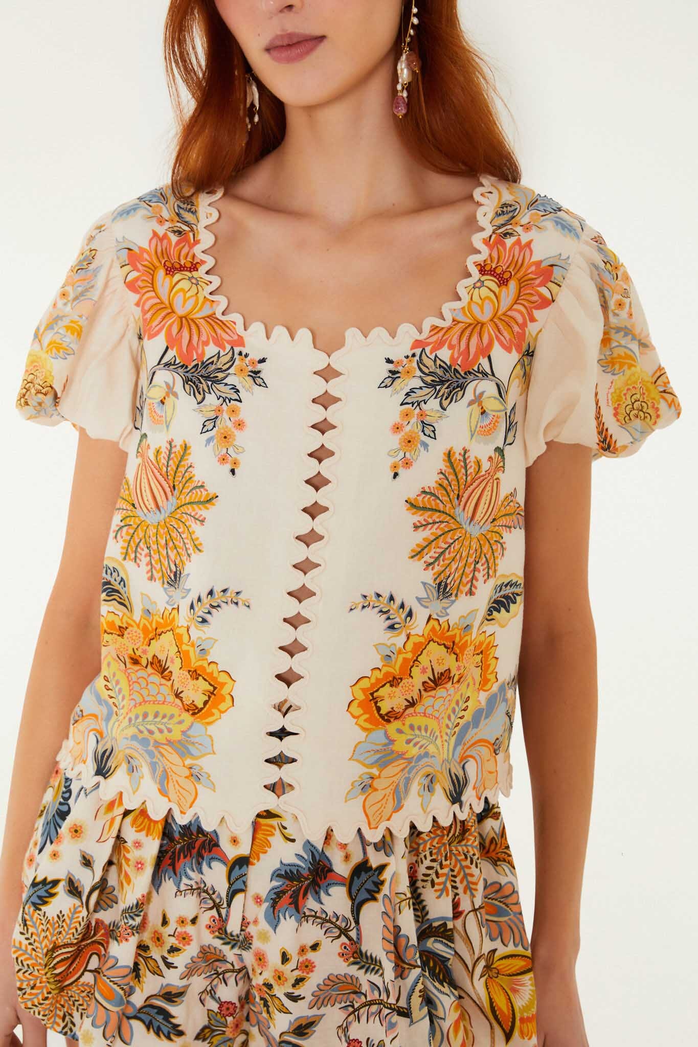 FARM Rio Shop Light Pink Ligia Short Sleeve Lenzing Ecovero Euroflax Blouse