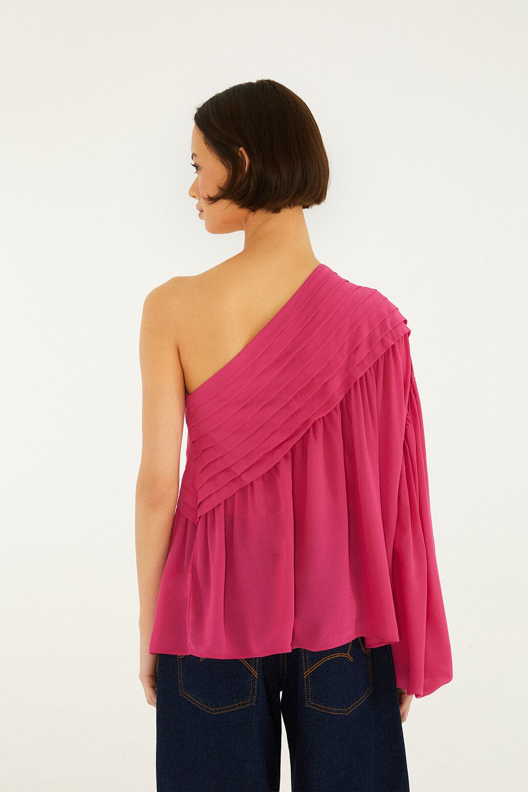 FARM Rio Shop Pink 3d Rose One-Shoulder Blouse