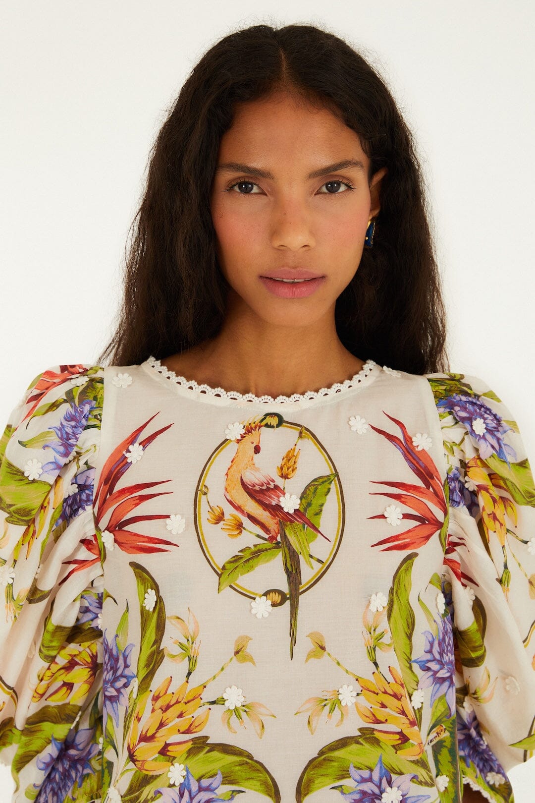 FARM Rio Shop Sand Tropical Scarf Blouse