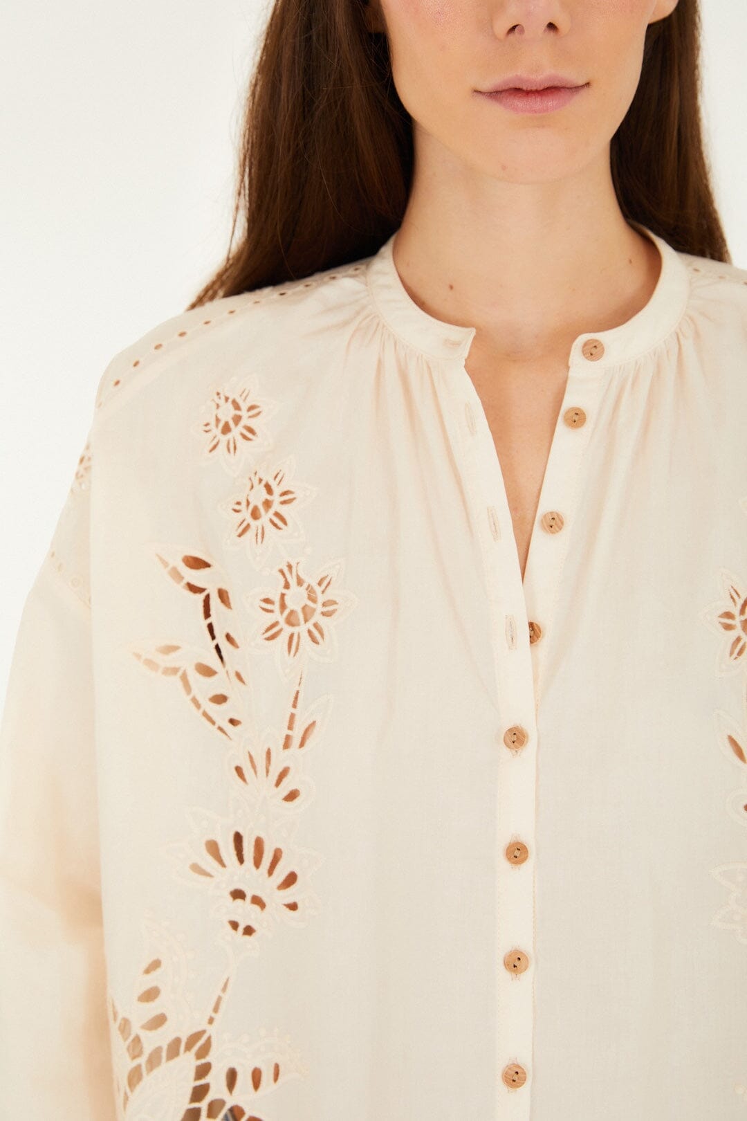 FARM Rio Shop Soft Pink Artisanal Long Sleeve Blouse