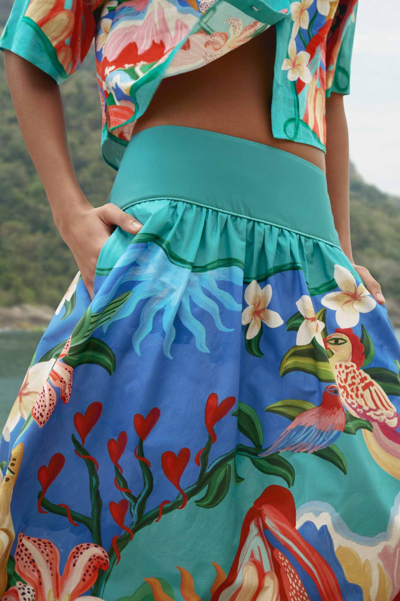 FARM Rio Shop Multicolor Garden Of Life Pockets Midi Skirt